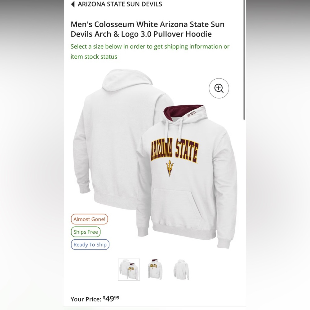 Arizona state hoodie NWT